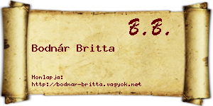 Bodnár Britta névjegykártya